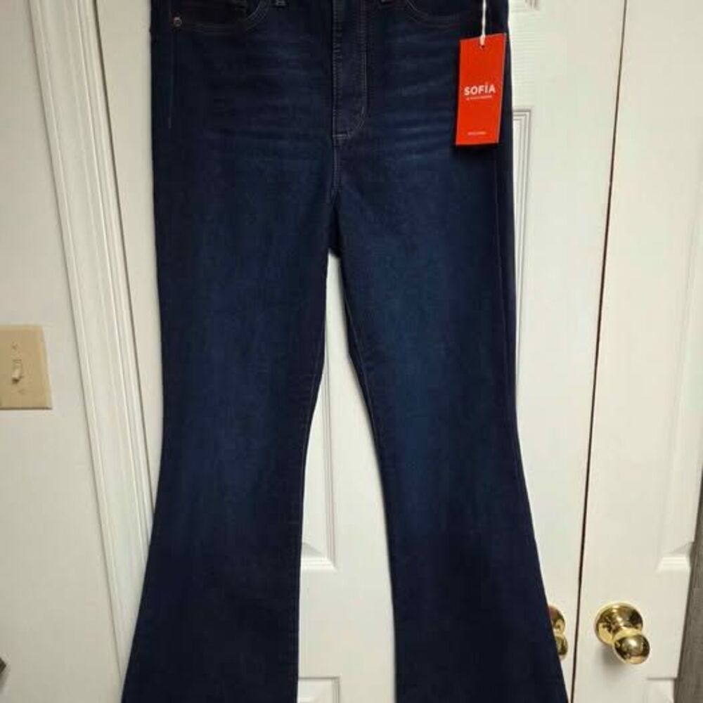 Sofia Womens 8 Luxe vintage denim high rise flare new with tags